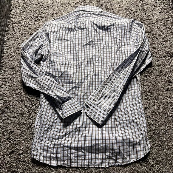 Jack Lipson Shirt Mens Medium Blue Check Long Sleeve Button Up Casual Cotton - Picture 2 of 6